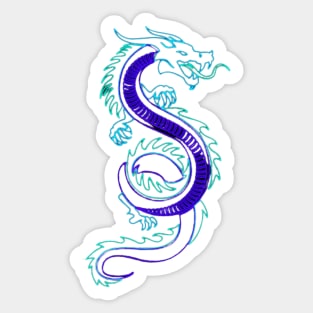 Neon Blue Dragon Sticker